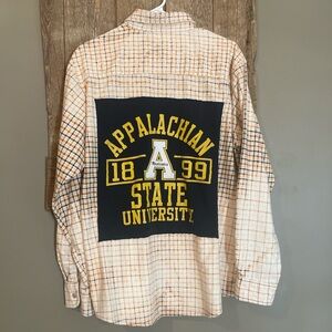 Appalachian State University Plaid Up-Cycled Shirt - Cream and Black